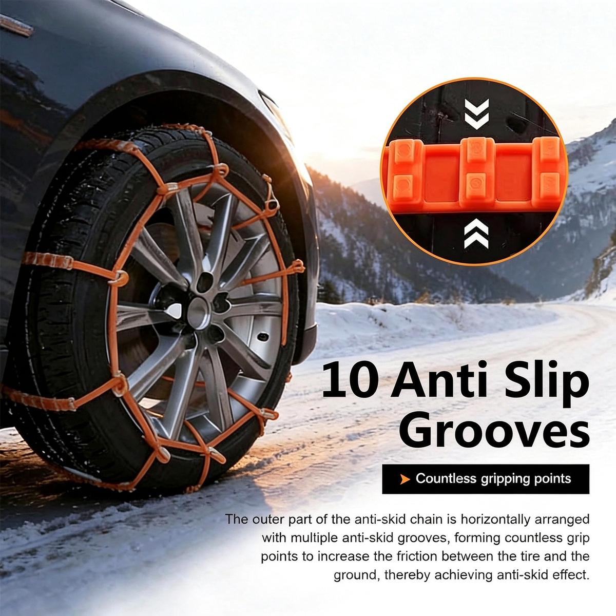10-Pack Emergency Tire Traction Straps for Snow & Mud