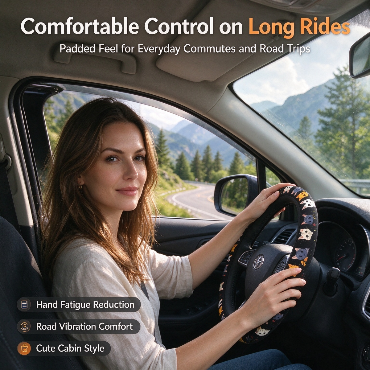 Cute Cat Paw Print Steering Wheel Cover