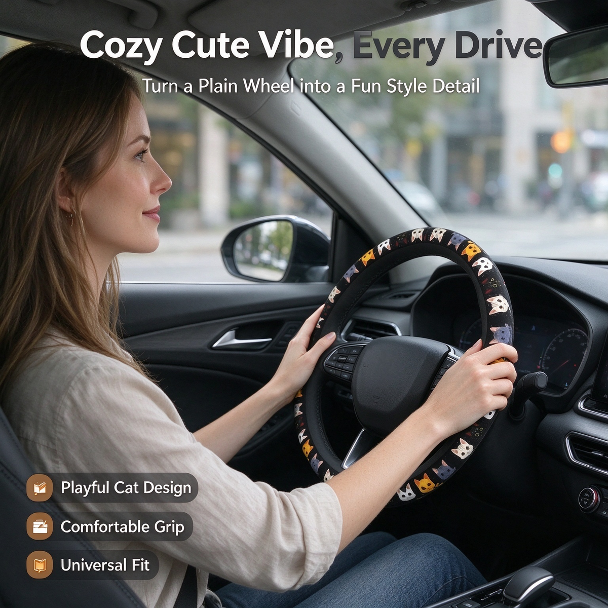 Cute Cat Paw Print Steering Wheel Cover