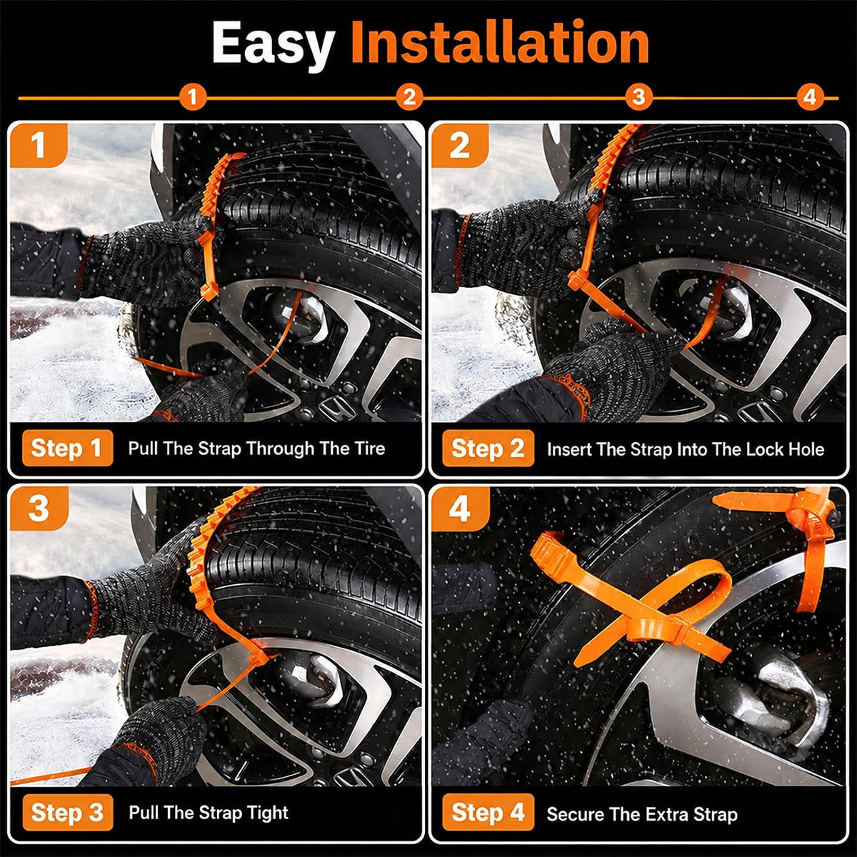 10-Pack Emergency Tire Traction Straps for Snow & Mud