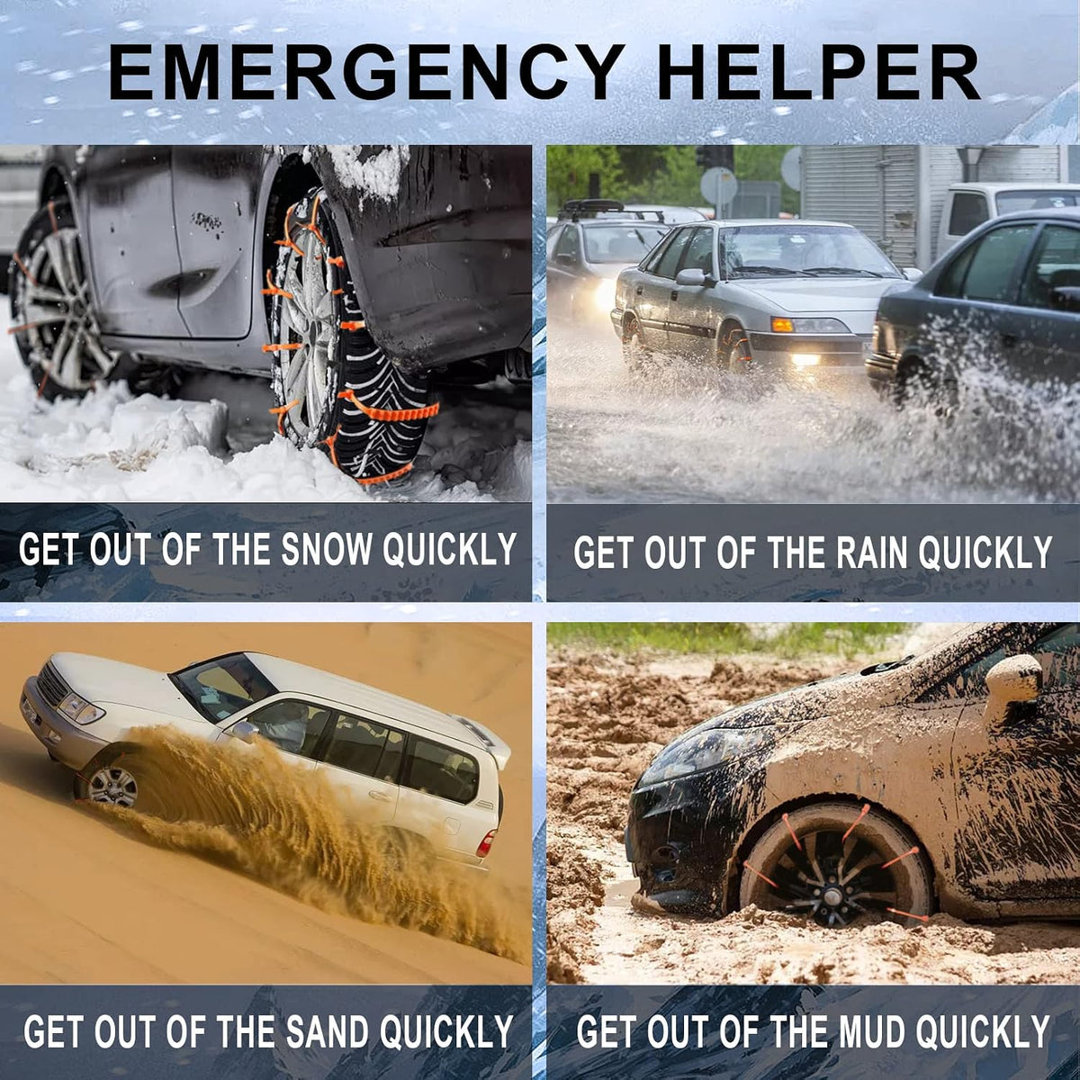 10-Pack Emergency Tire Traction Straps for Snow & Mud
