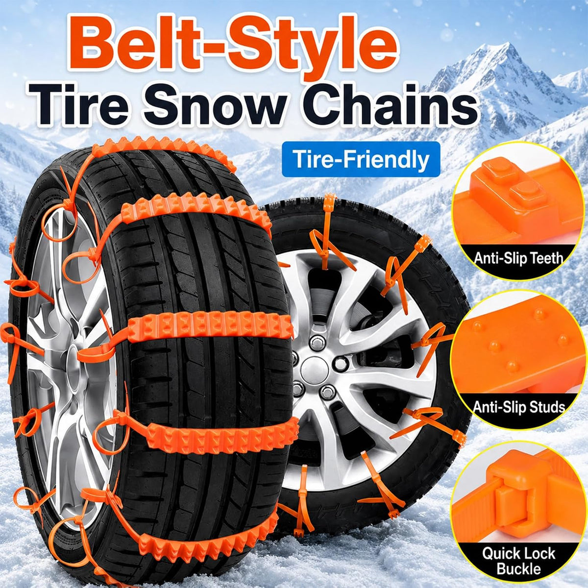 10-Pack Emergency Tire Traction Straps for Snow & Mud