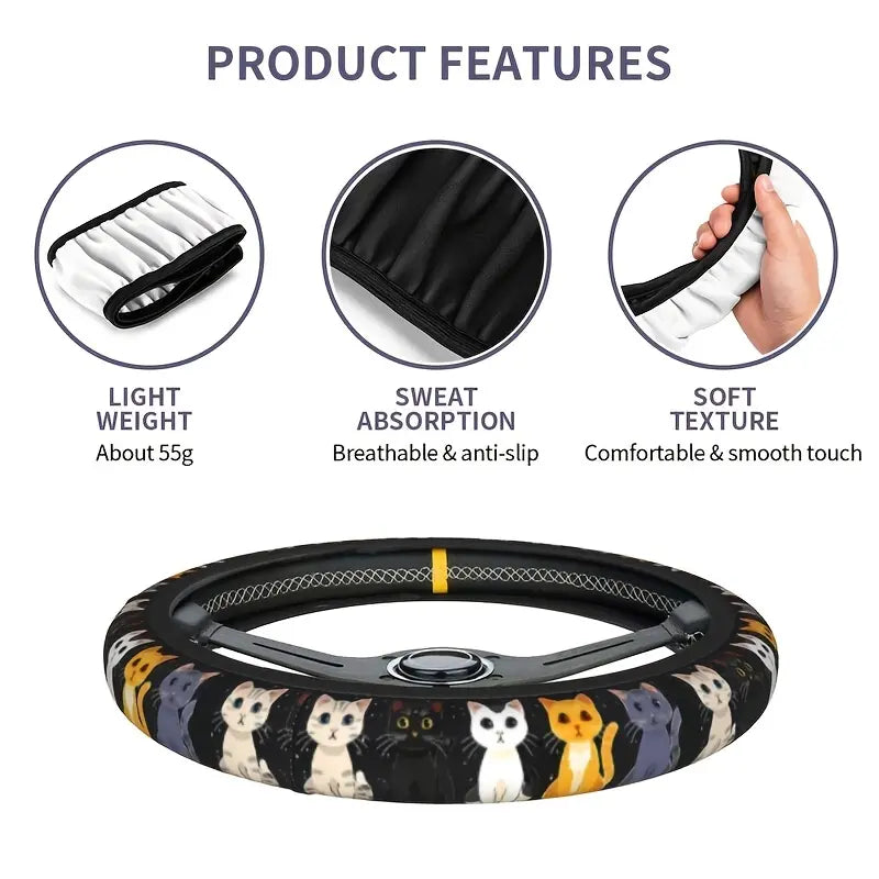 Cute Cat Paw Print Steering Wheel Cover