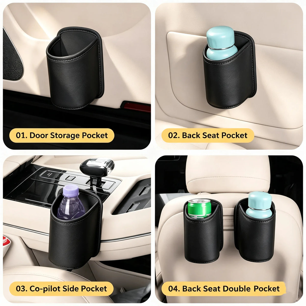Clip-On Car Cup Holder & Storage Organizer
