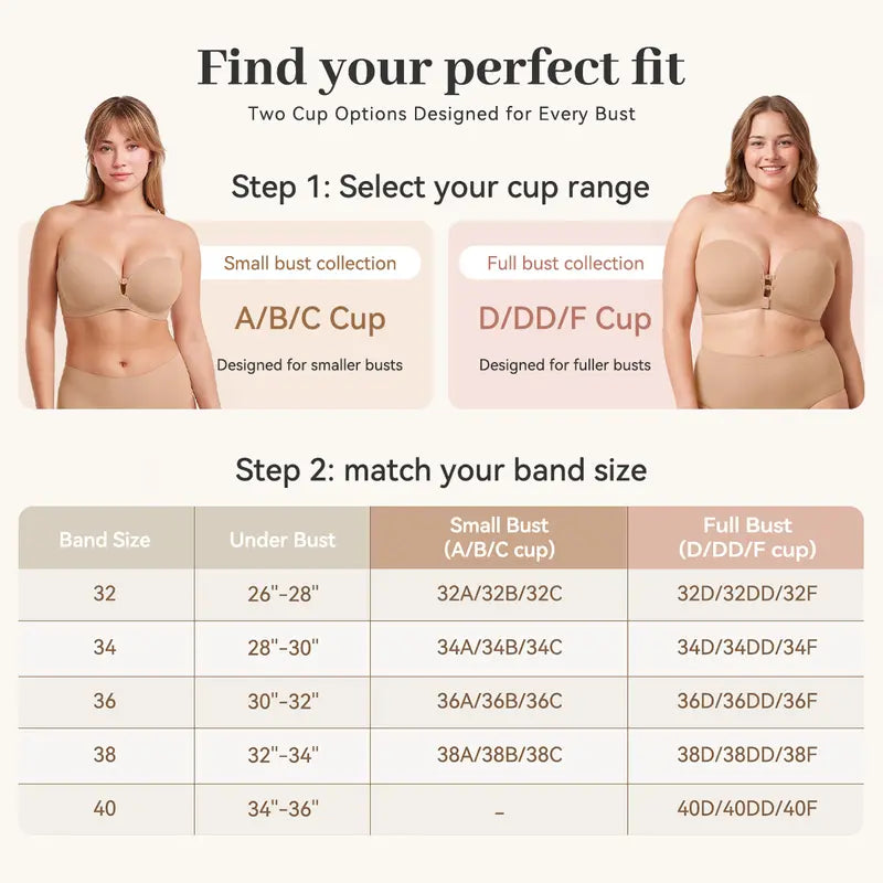 Womens Strapless Front Closure Bra