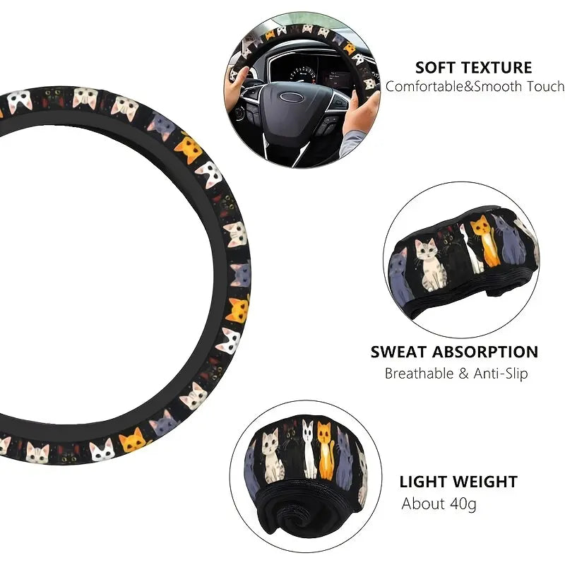 Cute Cat Paw Print Steering Wheel Cover