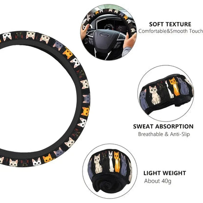 Cute Cat Paw Print Steering Wheel Cover