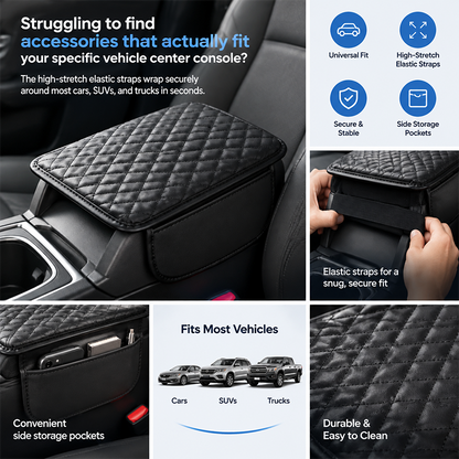 Car Center Console Armrest Cushion with Storage Pocket