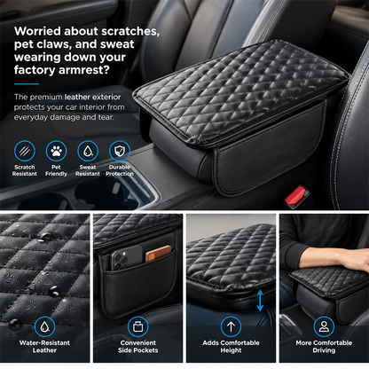 Car Center Console Armrest Cushion with Storage Pocket